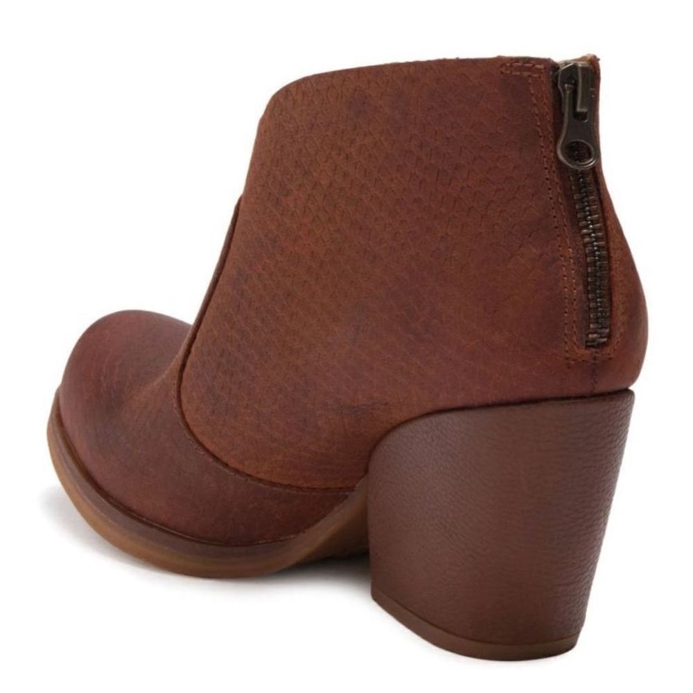 Korks Brown Leather Snake Gemini Chunky Ankle‎ Booties Size 9.5 New - Picture 2 of 12